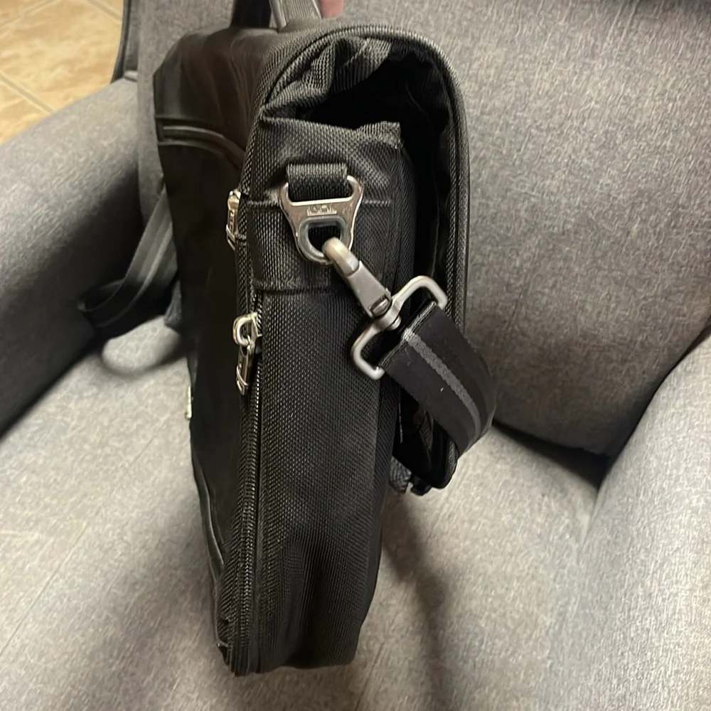Tumi FXT Ballistic Black Nylon Pushlock Briefcase Messenger Laptop Bag